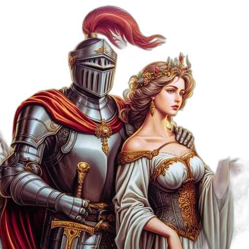 sword, crown, dress, fantasy art transparent PNG cut-out