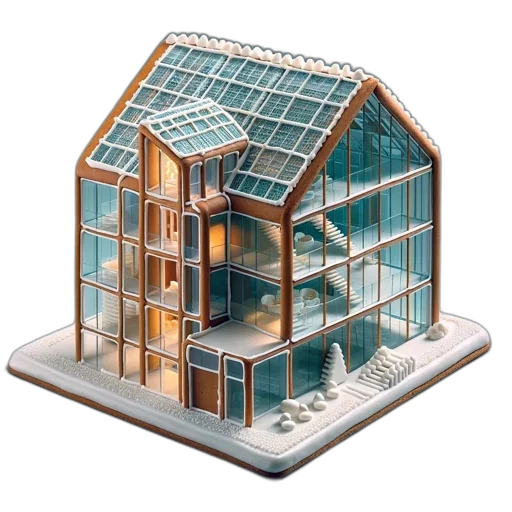 building, 3d render, concept art, gingerbread transparent PNG cut-out