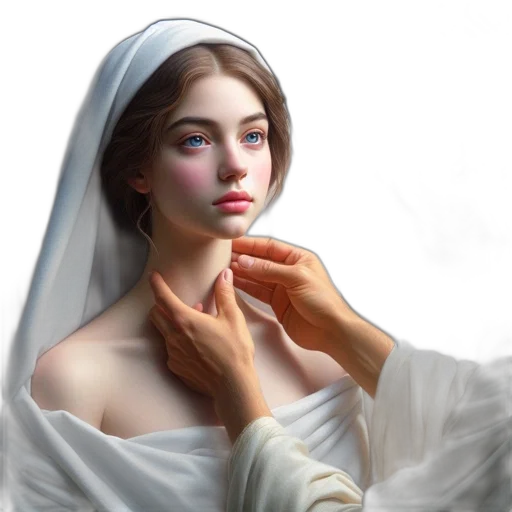 jewelry, dress, face, oil painting transparent PNG cut-out