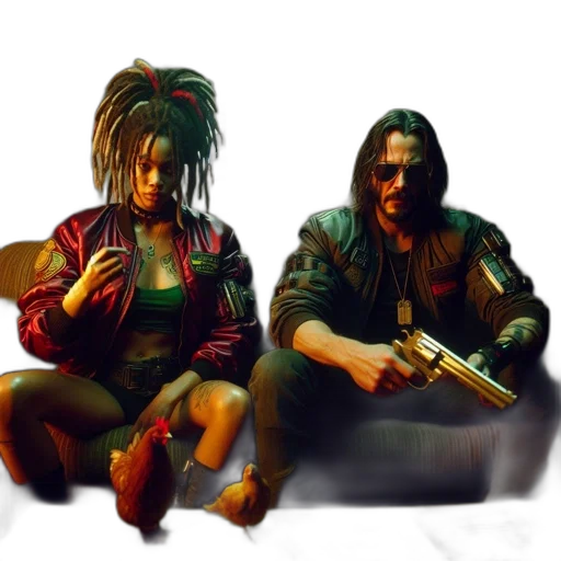 jacket, weapon, cyberpunk, concept art transparent PNG cut-out