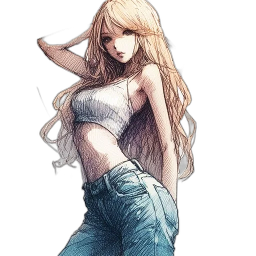 dress, hair, watercolor, fantasy art transparent PNG cut-out