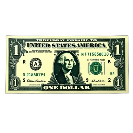3d render, stylized, image, one-dollar transparent PNG cut-out