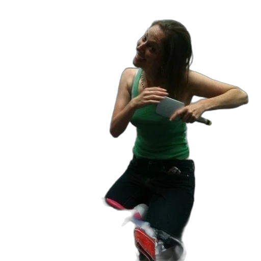 woman, green, tank, top transparent PNG cut-out