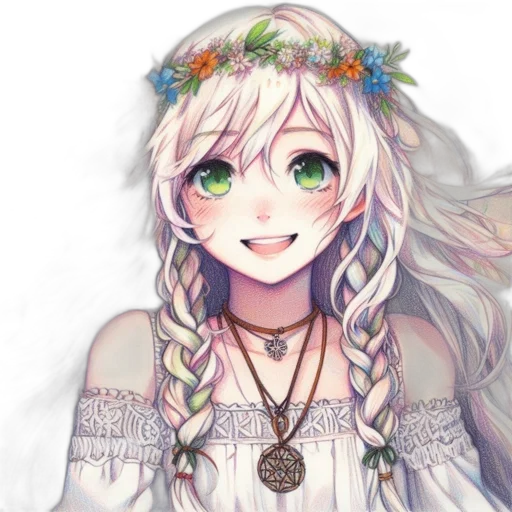face, flower, crown, dress transparent PNG cut-out