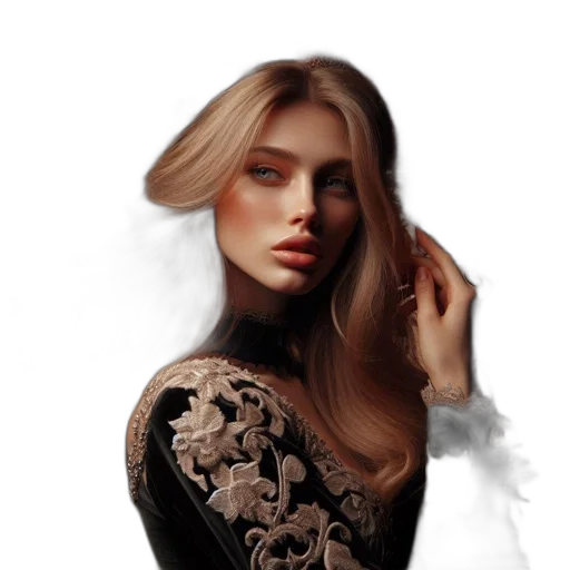 dress, face, hair, jewelry transparent PNG cut-out