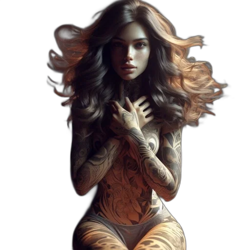 dress, hair, fantasy art, photorealistic transparent PNG cut-out