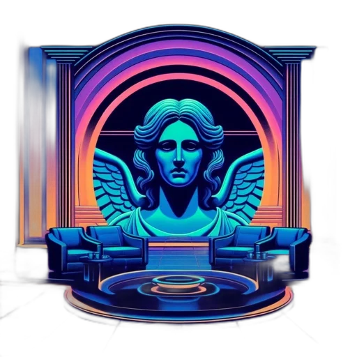 robot, vaporwave, 3d render, pixel art transparent PNG cut-out