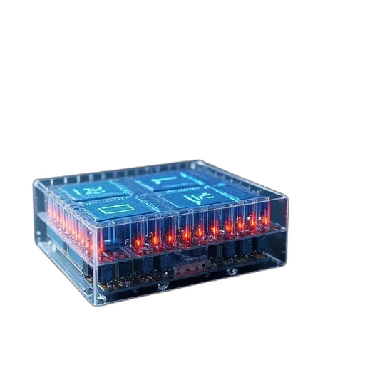 robot, cyberpunk, neon lights, coreless transparent PNG cut-out