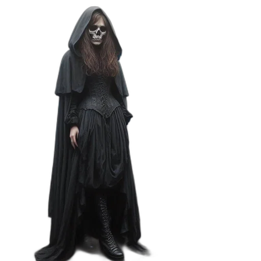 dress, mask, staff, creature transparent PNG cut-out
