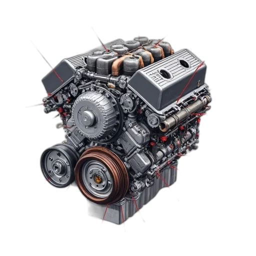 car, detailed, illustration, engine transparent PNG cut-out