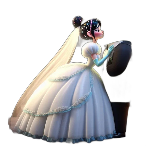 dress, crown, jewelry, staff transparent PNG cut-out