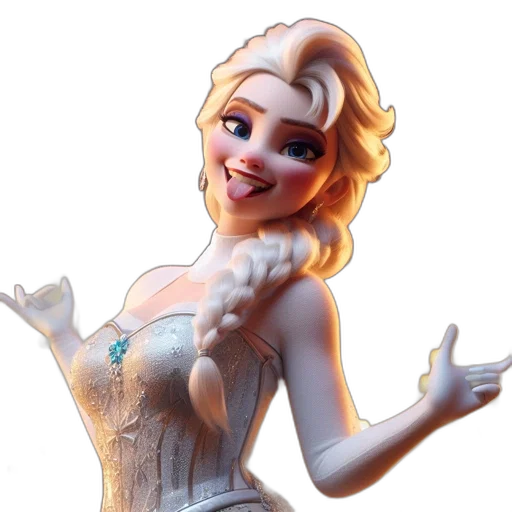 dress, crown, 3d render, cartoon transparent PNG cut-out