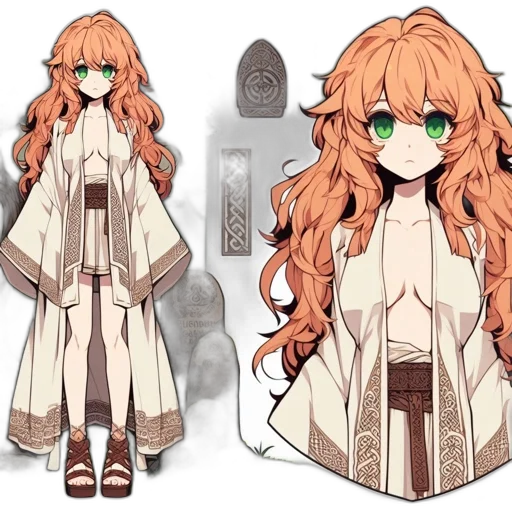 dress, staff, concept art, anime transparent PNG cut-out