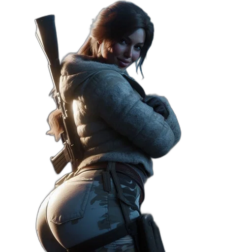 jacket, weapon, staff, face transparent PNG cut-out