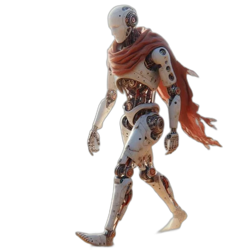 robot, 3d render, concept art, white transparent PNG cut-out