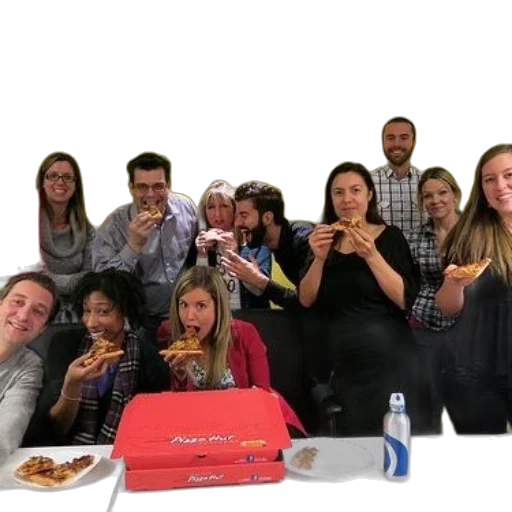 group, people, enjoying, pizza transparent PNG cut-out