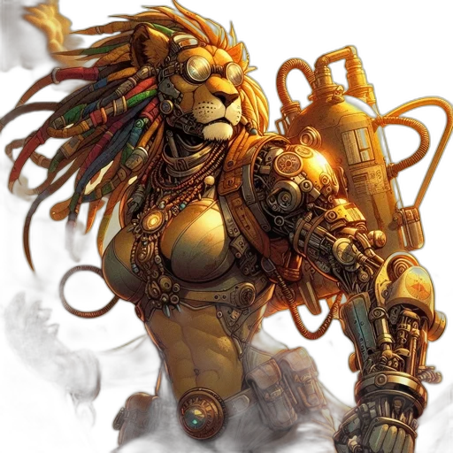 robot, concept art, fantasy art, golden transparent PNG cut-out