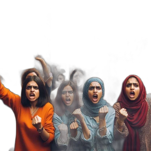 concept art, comic book art, photorealistic, protesters transparent PNG cut-out