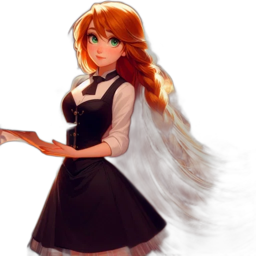 dress, staff, hair, weapon transparent PNG cut-out