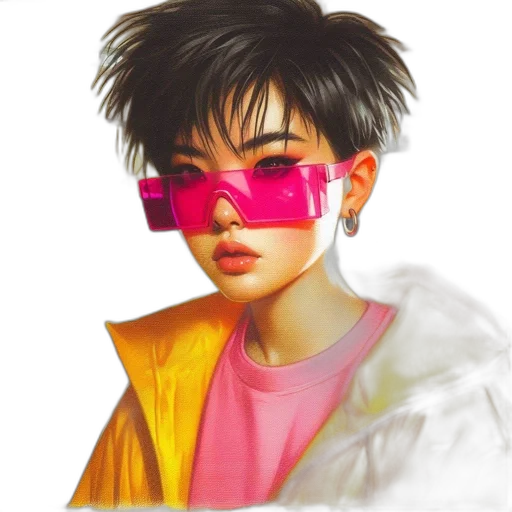 jacket, face, mask, vaporwave transparent PNG cut-out