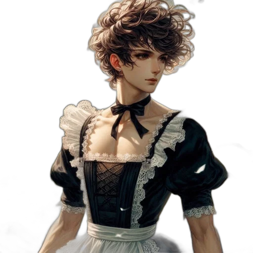 dress, hair, face, staff transparent PNG cut-out