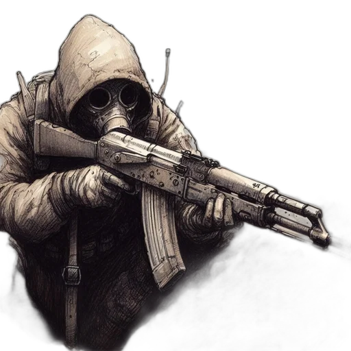 weapon, jacket, mask, concept art transparent PNG cut-out