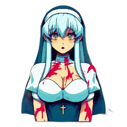 dress, staff, pixel art, anime transparent PNG cut-out