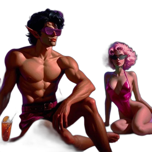 mask, concept art, cyberpunk, vaporwave transparent PNG cut-out