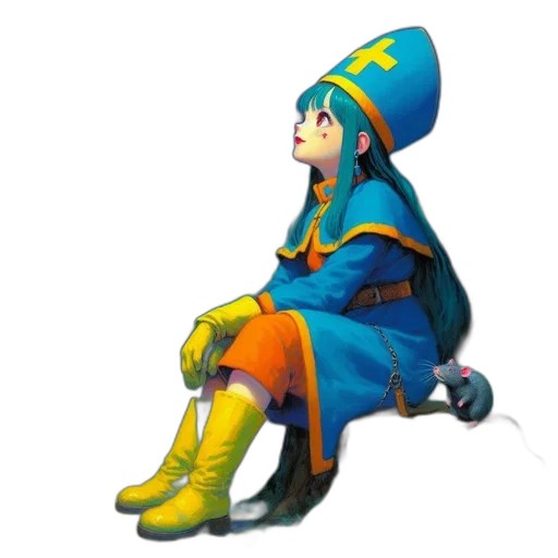 hat, staff, crown, dress transparent PNG cut-out