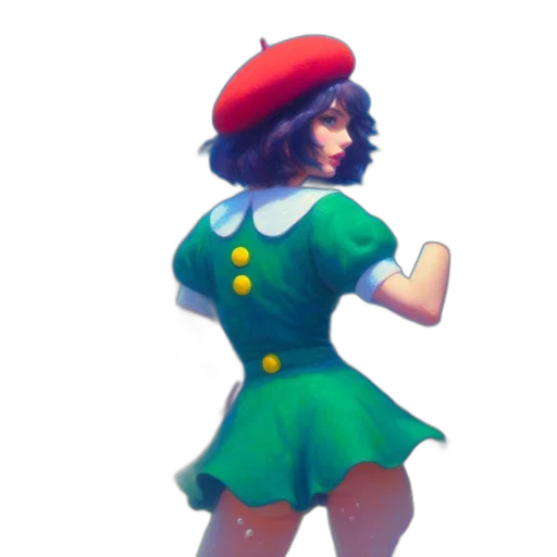 dress, hat, staff, jacket transparent PNG cut-out