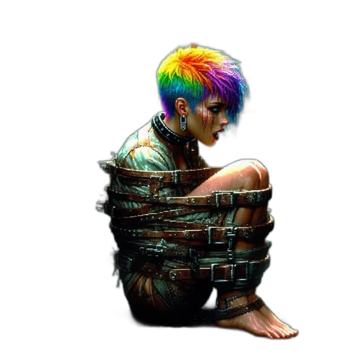 jacket, hair, creature, weapon transparent PNG cut-out