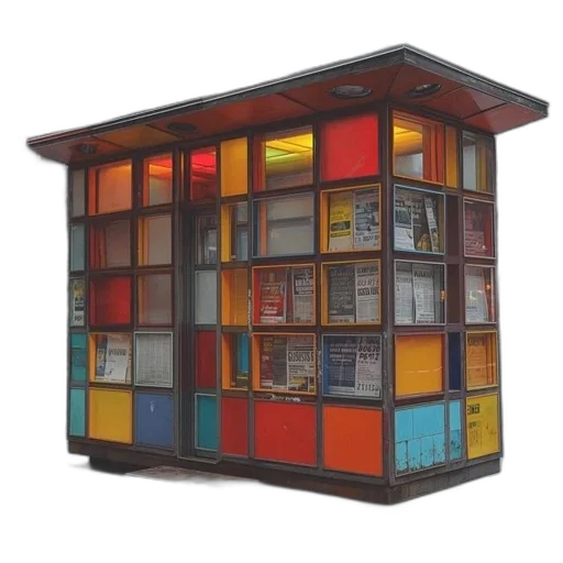 furniture, building, 3d render, colorful transparent PNG cut-out