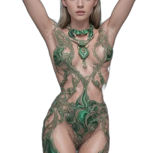 dress, jewelry, fantasy art, cyberpunk transparent PNG cut-out