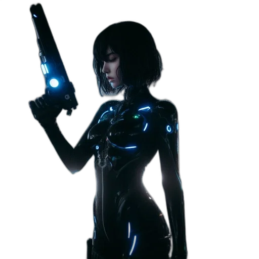 robot, staff, weapon, dress transparent PNG cut-out