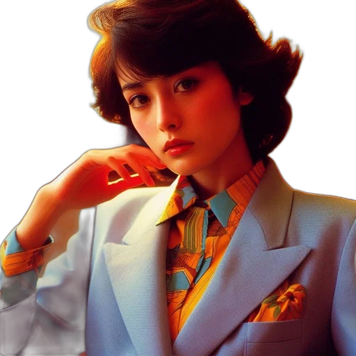 jacket, jewelry, photorealistic, vaporwave transparent PNG cut-out
