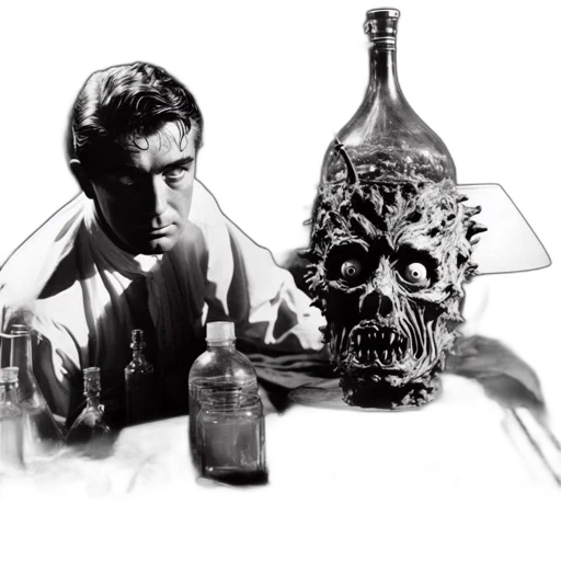 mask, bottle, concept art, photorealistic transparent PNG cut-out