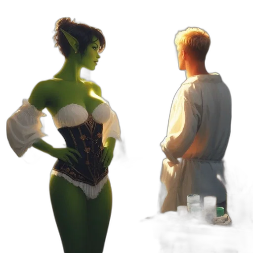 dress, concept art, comic book art, fantasy art transparent PNG cut-out
