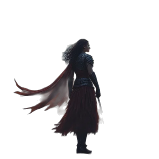 hair, dress, sword, staff transparent PNG cut-out