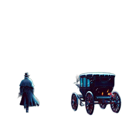 car, hat, umbrella, pixel art transparent PNG cut-out