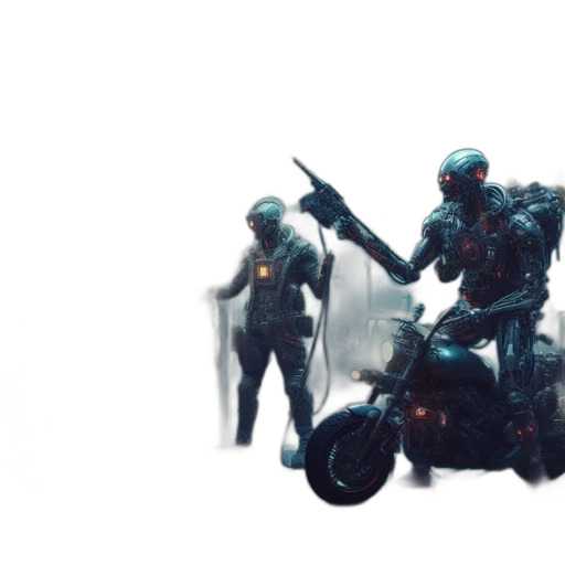 robot, weapon, concept art, 3d render transparent PNG cut-out