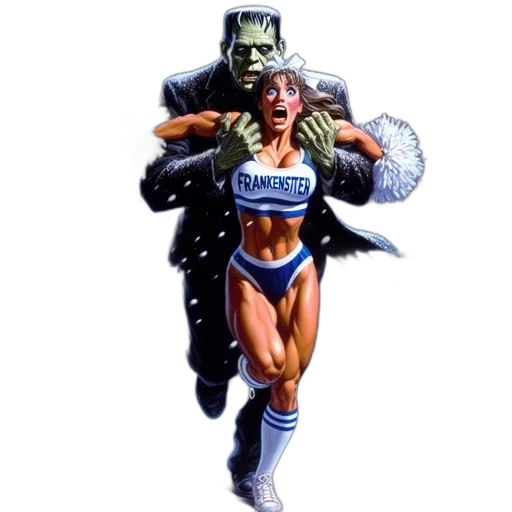 comic book art, concept art, pixel art, frankenstein-like transparent PNG cut-out