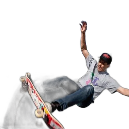 photorealistic, concept art, skateboarder, mid-air transparent PNG cut-out
