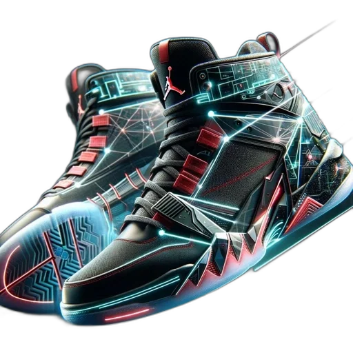 shoes, cyberpunk, 3d render, concept art transparent PNG cut-out
