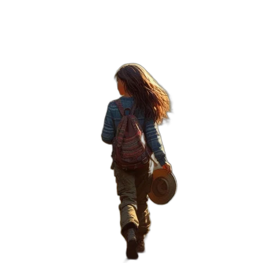 jacket, hair, dress, staff transparent PNG cut-out