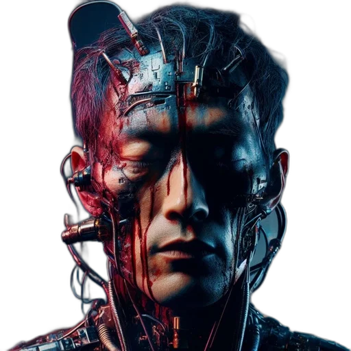 robot, face, mask, cyberpunk transparent PNG cut-out