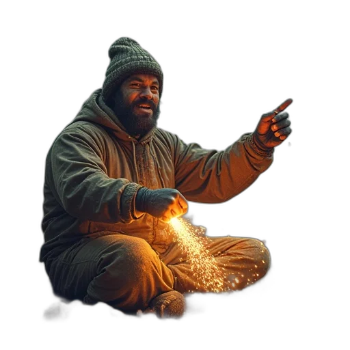 staff, jacket, weapon, hat transparent PNG cut-out