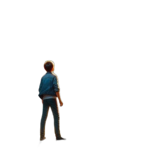 jacket, robot, staff, weapon transparent PNG cut-out