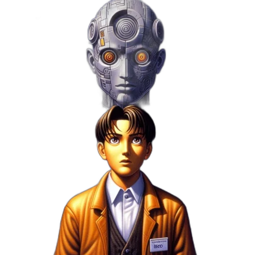 robot, face, mask, jacket transparent PNG cut-out