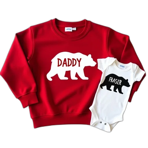 red, sweatshirt, white, bear transparent PNG cut-out