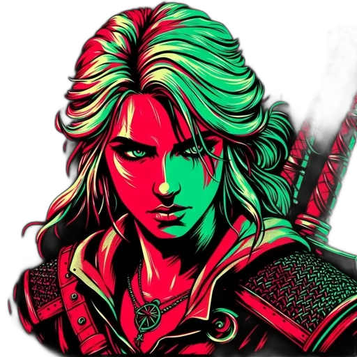 sword, face, pixel art, comic book art transparent PNG cut-out